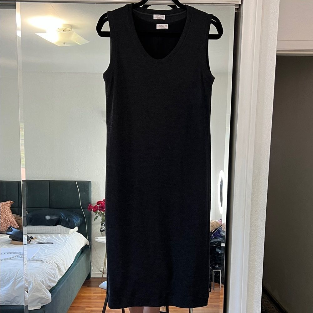 Brunello Cucunelli Elegant Black Sleeveless Dress Set Xl